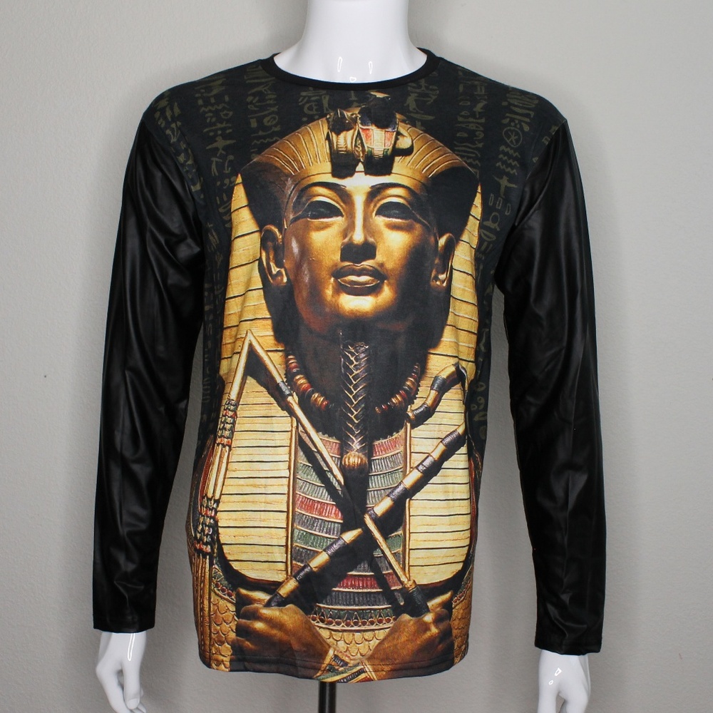 KAYDEN K Synthetic Leather Sleeve King Pharaoh Tee